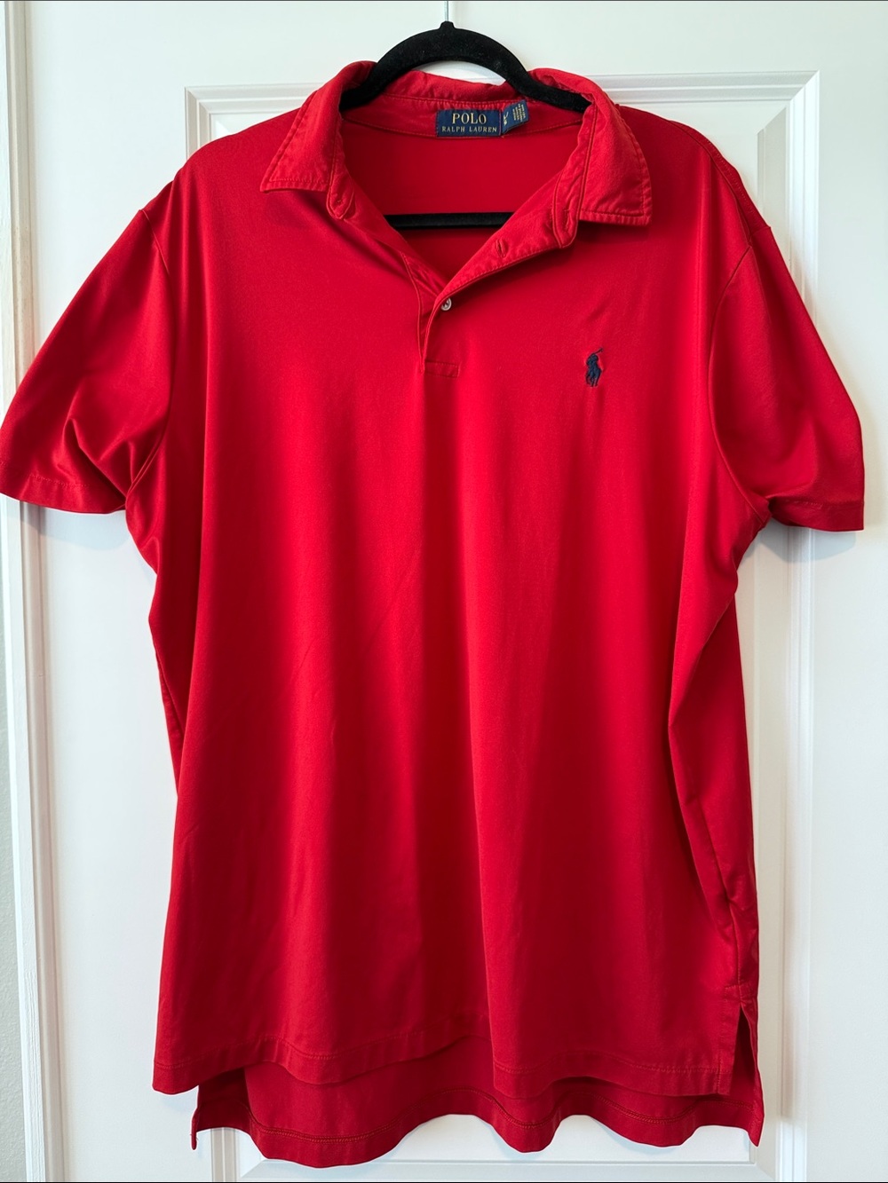 Performance Polo by Ralph Lauren Red Short-Sleeve Piqué Polo with Navy Pony